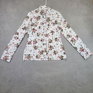 LEI Floral Western Shirt Juniors Large Lot of Two‎ White Yellow Long Sleeve Snap